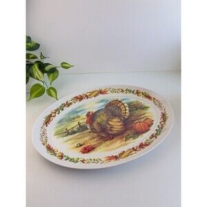 Huge Turkey Platter Vtg Serving Tray Melamine Brookpark 1521 Thanksgiving 21x15